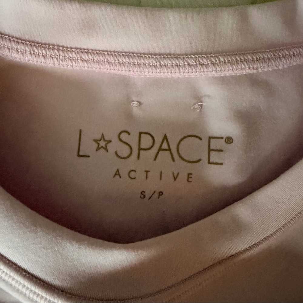 L*Space Active Light Pink Peony Aim High Crop Long Sleeve Athletic Top, Small - Picture 8 of 13